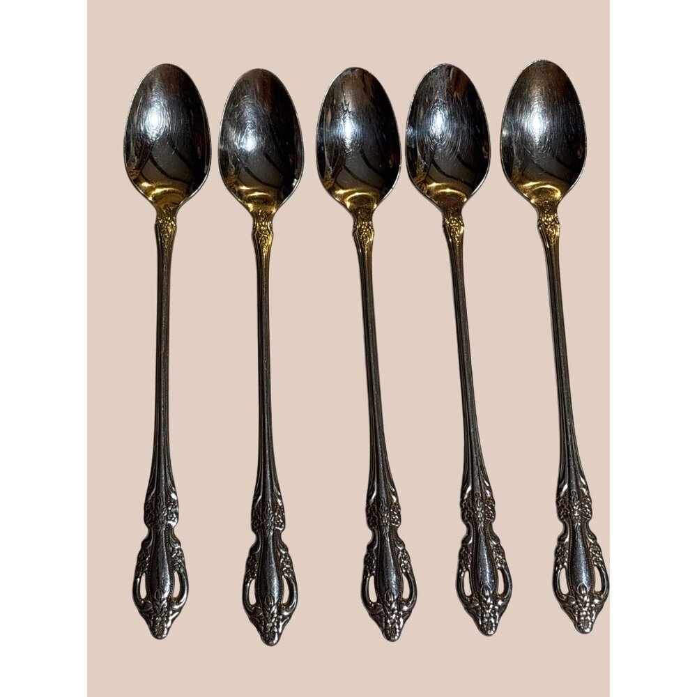 Oneida Distinction Deluxe Raphael Stainless Steel Iced‎ Tea Spoons Set Of 5